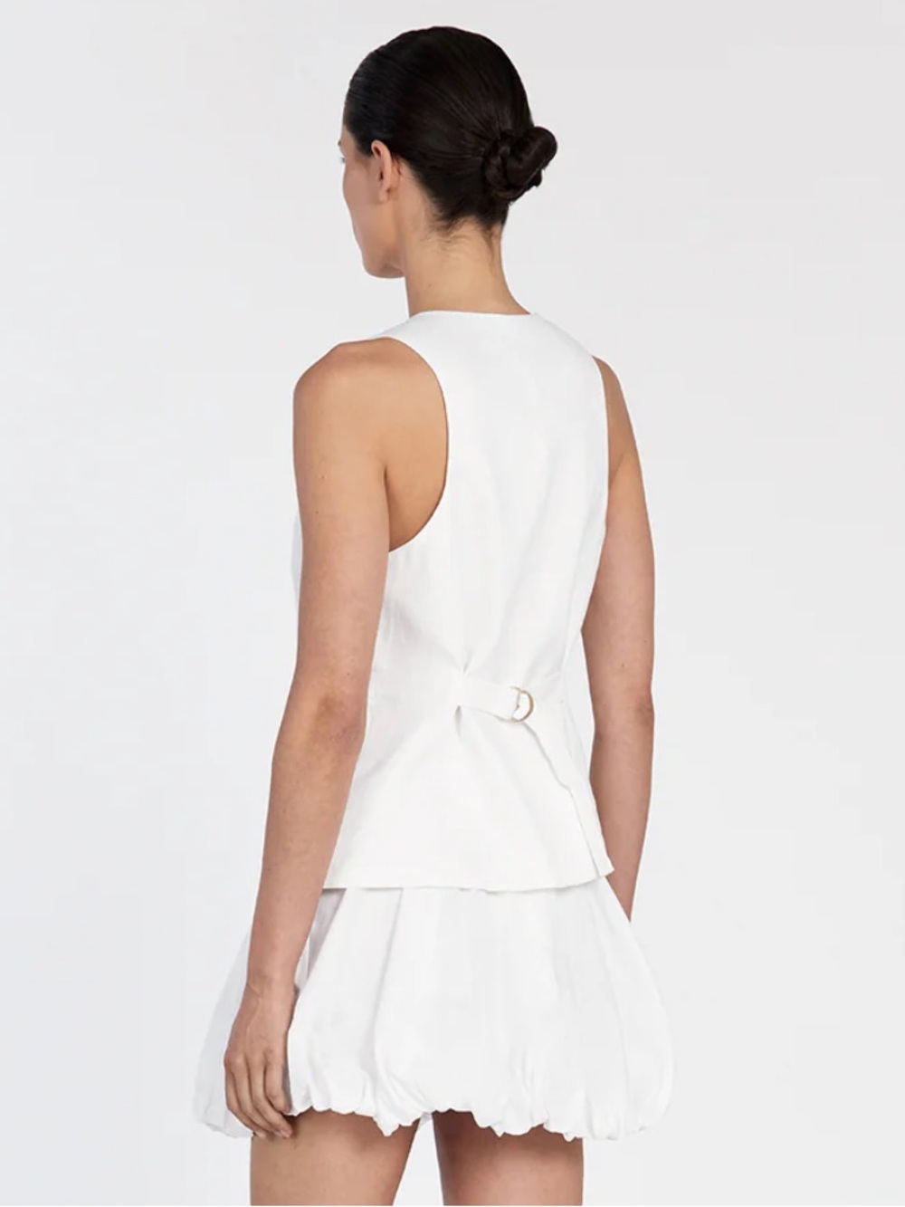 New DISSH Maria High Rise Balloon Hem White Linen Cotton Mini Skirt Boho - Picture 4 of 11